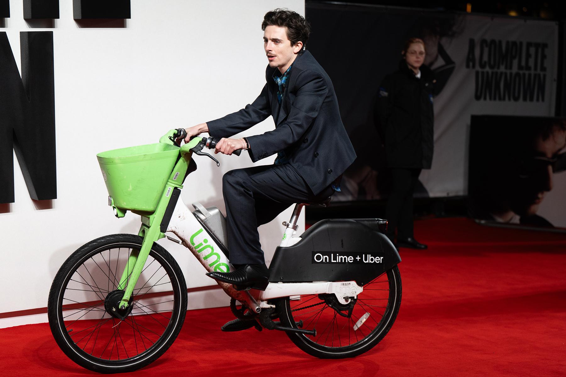Timothée Chalamet Rides Bike to Premiere — Iconic Move