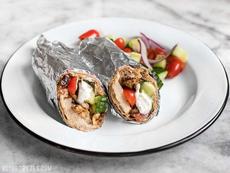 Greek Chicken Souvlaki Wraps
