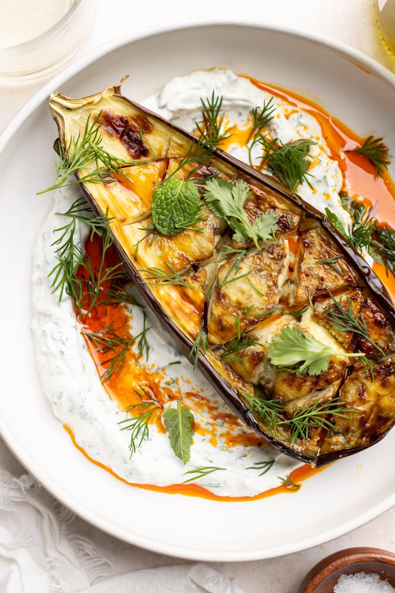 Grilled Eggplant with Yogurt Sauce