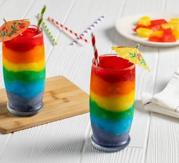 Trick-or-Treat Slush (layered rainbow slush)