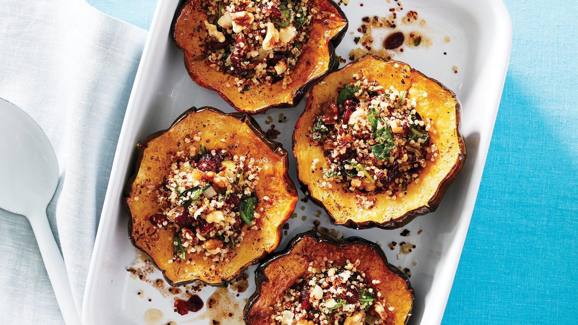 The Ultimate Stuffed Acorn Squash with Quinoa and Cranberries.