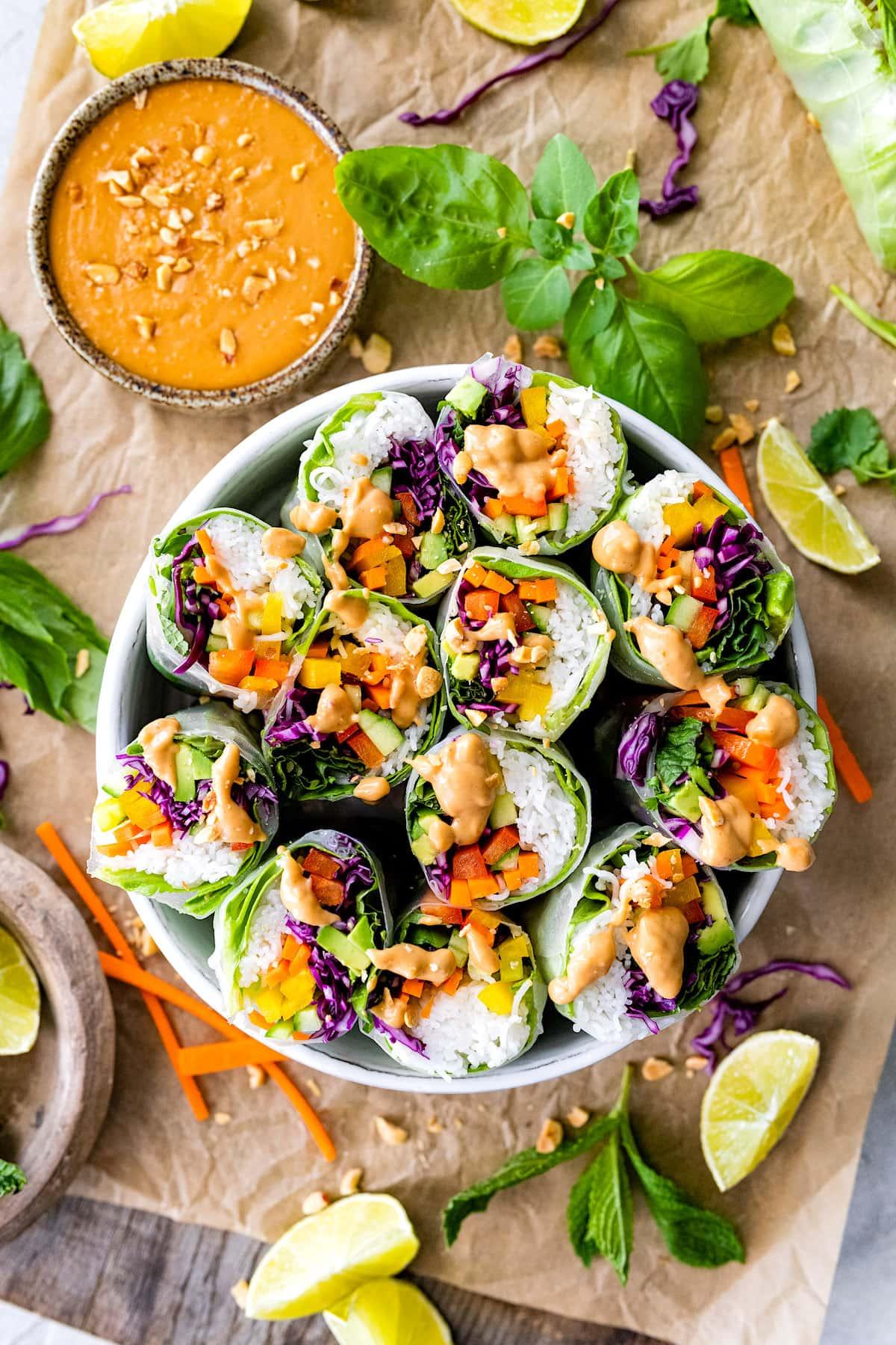 No Microwave Needed: Vietnamese Summer Rolls with Peanut Sauce.