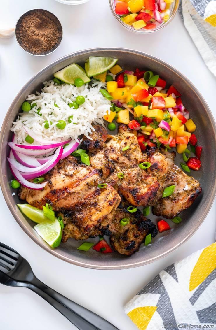 Easy & Delicious: Jamaican Jerk Chicken with Rice and Peas.