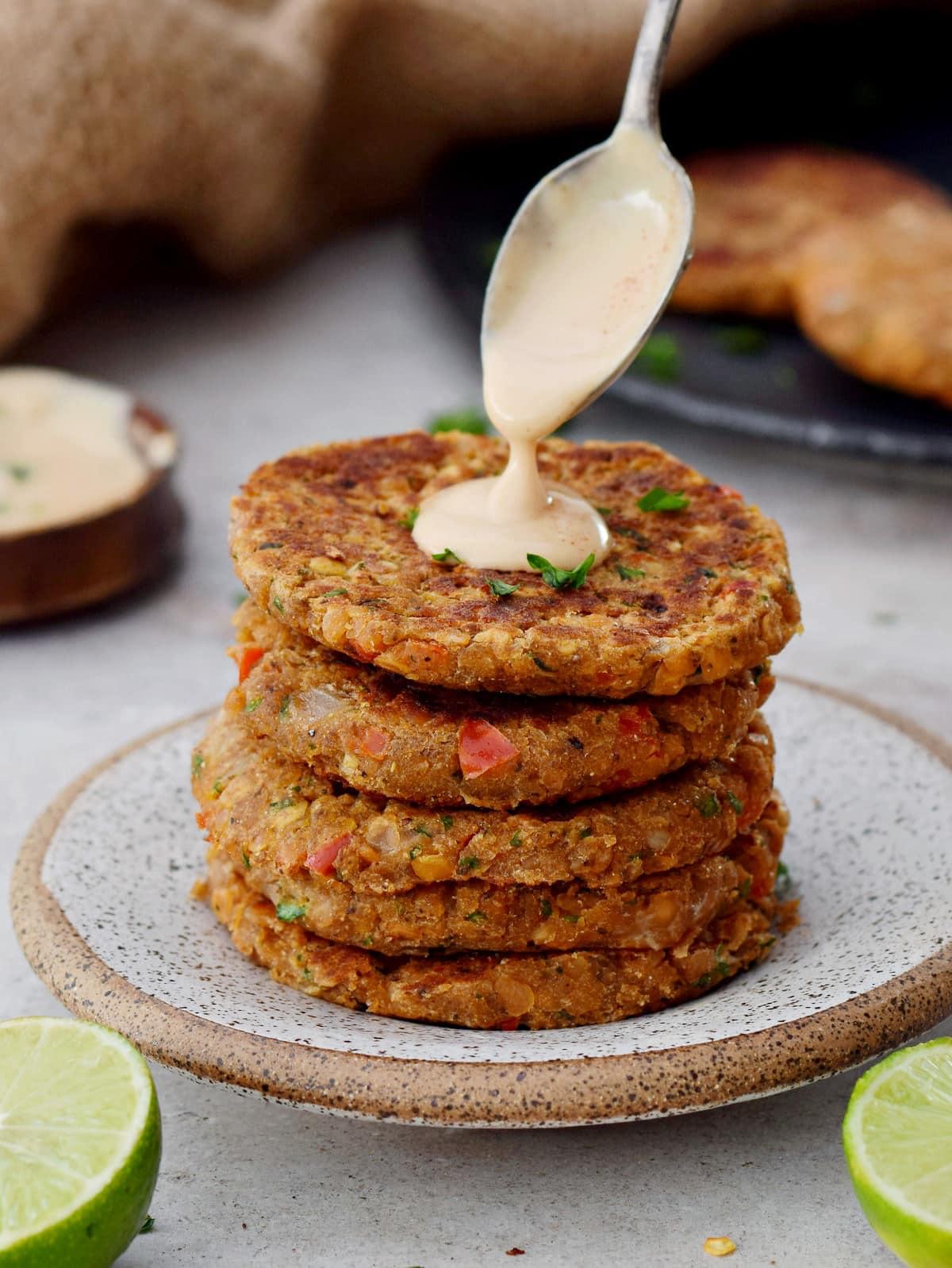 Lunch is Solved: Our Signature Lentil and Walnut Veggie Patties.