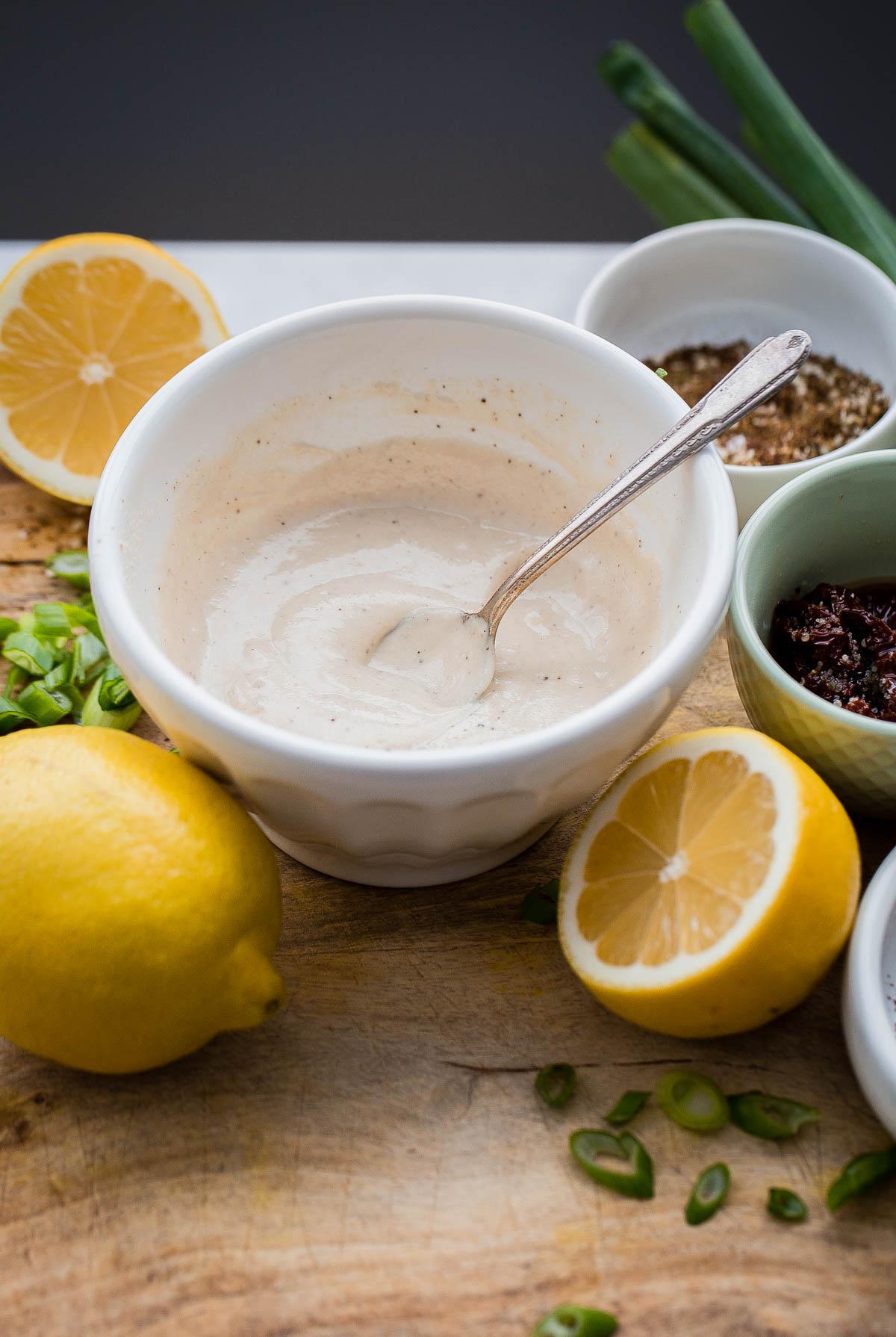 The Veggie-Packed Power Bowl with a Lemon Tahini Dressing.