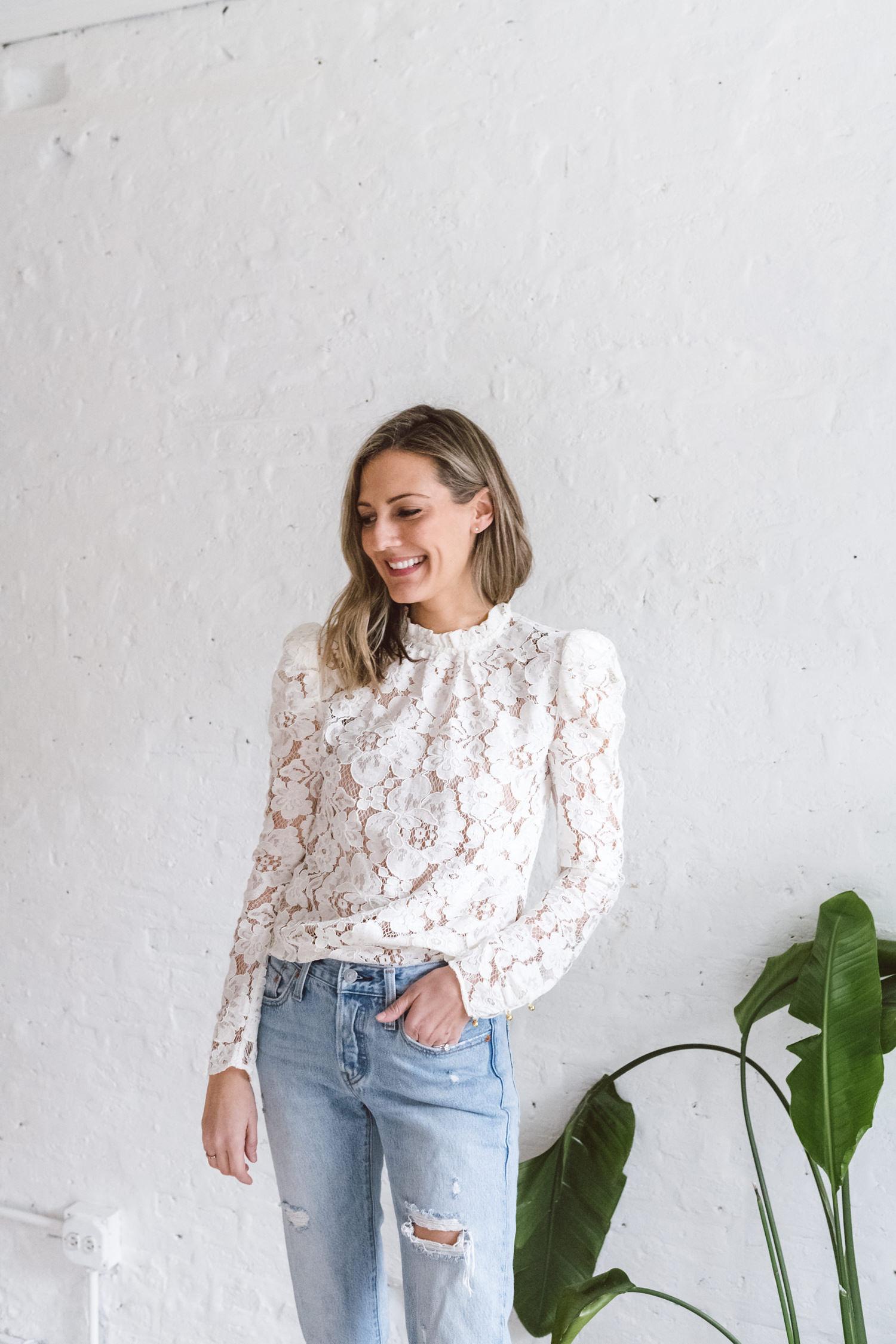 1) Choose the Right Pieces: Opt for structured lace items, such as a tailored lace blouse or a fitted dress, that maintain shape and balance the delicacy of lace with a modern silhouette